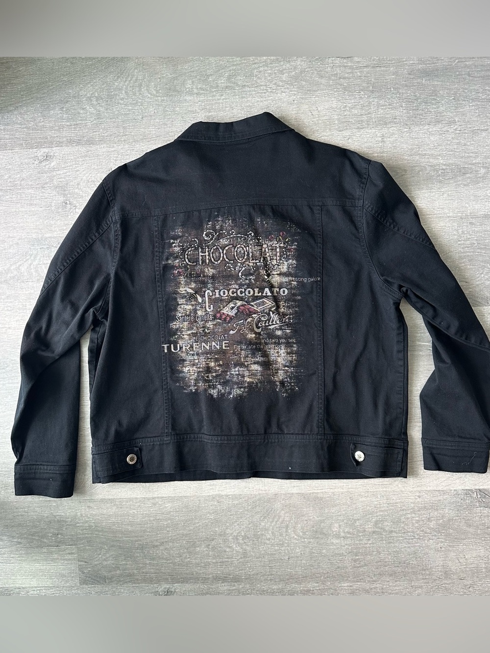 Vintage Cactus Made in USA Black Jean Jacket Whimsigoth / Grunge / Y2K